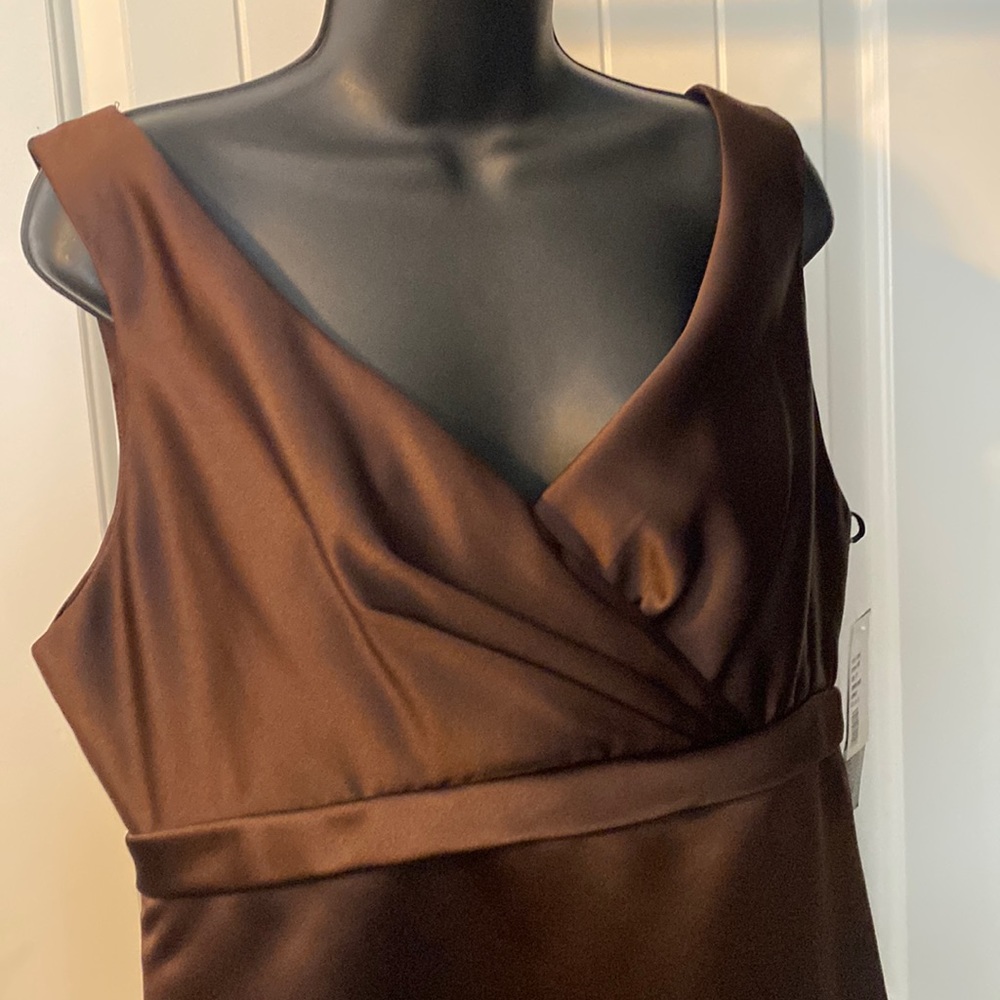 Gorgeous chocolate satin Alfred Sung sleeveless dress.